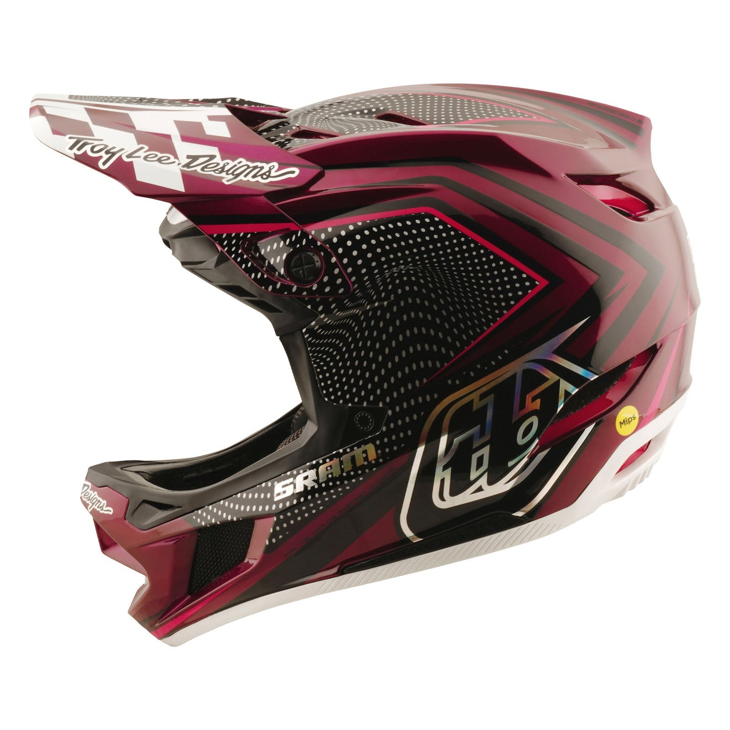 Casque D4 Carbon avec MIPS Troy Lee Designs X SRAM Radioscape Noir/Berry