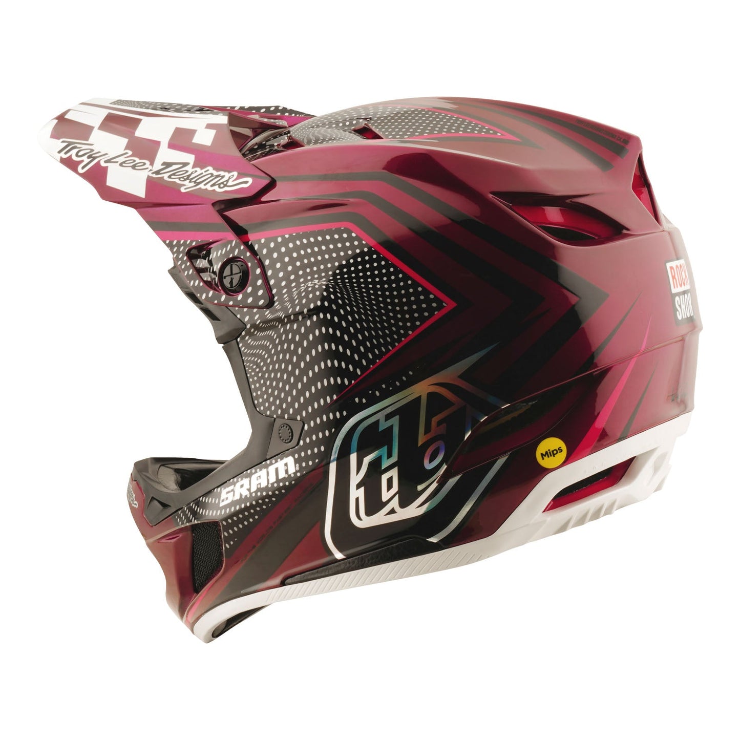 Casque D4 Carbon avec MIPS Troy Lee Designs X SRAM Radioscape Noir/Berry